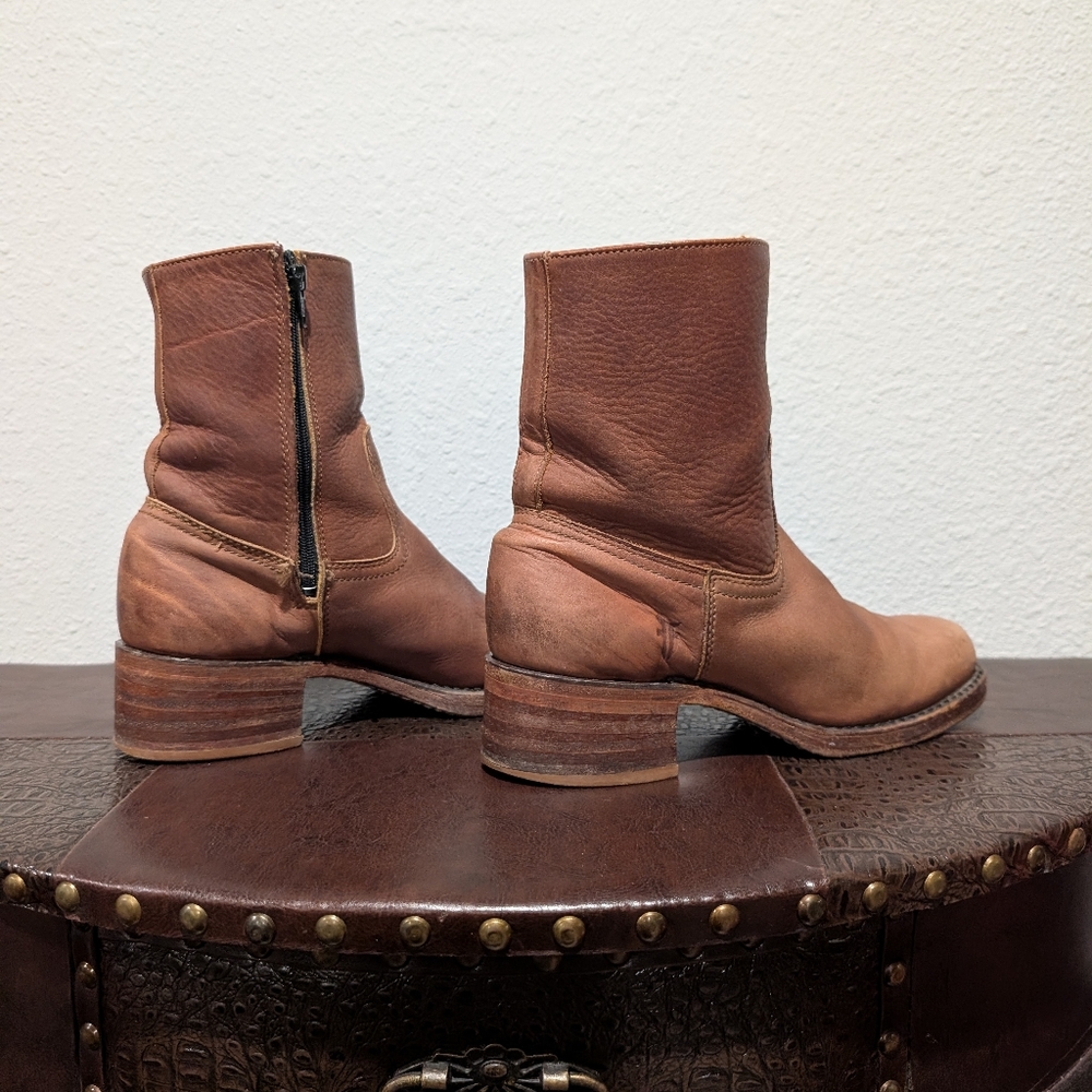 Frye Vintage Short Chestnut Brown Leather Campus Boot size 8 - Picture 8 of 12